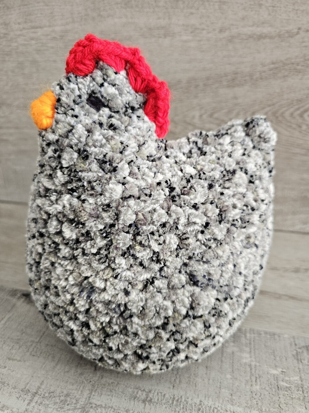 Handmade Crochet Speck Gray Chicken Hen 7" Farm Granny Stardew Valley Amigurumi